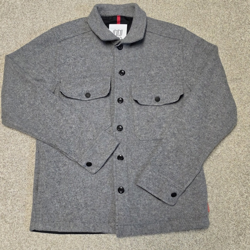 Topo Designs Mens Small Cabin Fever Wool Shirt Shacket Gray Gorpcore XL Fit